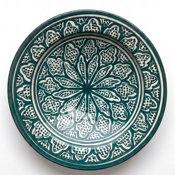Assiette Creuse Artisanale en Terre Cuite Vert Émeraude